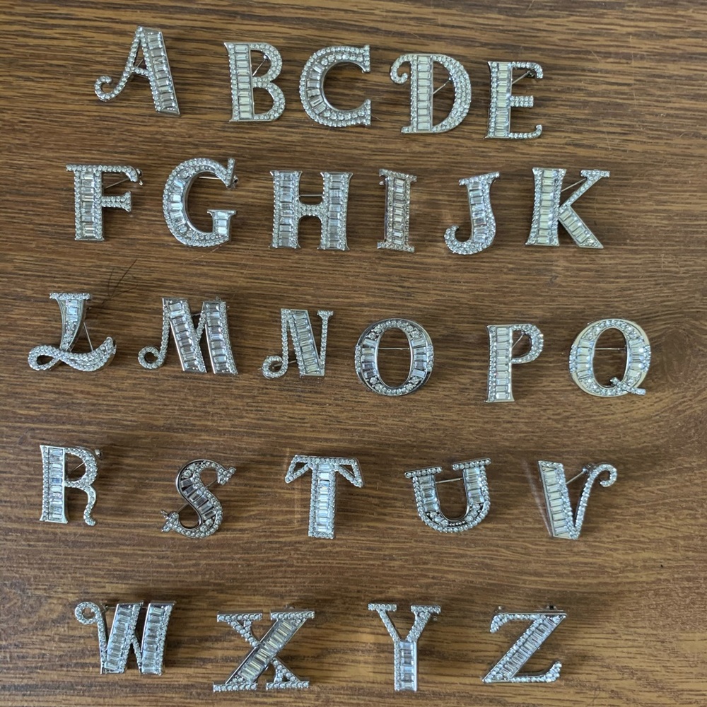 Bling letter brooch pins